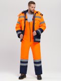 Костюм зимний сигнальный Яркон-2 СОП (тк.Смесовая,210) п/к, оранжевый/т.синий