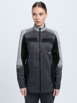 Костюм женский Вектрон-1 (тк.Смесовая,240) брюки, т.серый/св.серый/черный