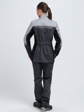 Костюм женский Вектрон-1 (тк.Смесовая,240) брюки, т.серый/св.серый/черный