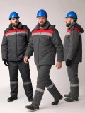Костюм зимний на пуговицах Квайл-1 СОП (тк.Смесовая,210) брюки, т.серый/красный